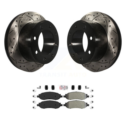 Kit de plaquettes semi-métalliques de Rotor de frein à disque de fente de forage arrière pour Ford F-350 Super Dut
