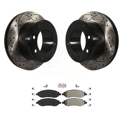 Kit de plaquettes semi-métalliques de Rotor de frein à disque de fente de forage arrière pour Ford F-350 Super Dut