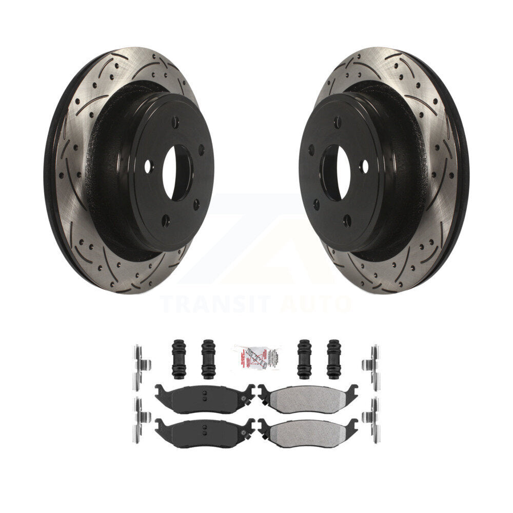 Rotor de frein à fente arrière percé et Kit de plaquettes semi-métalliques pour Ram 1500 Classic Dodge