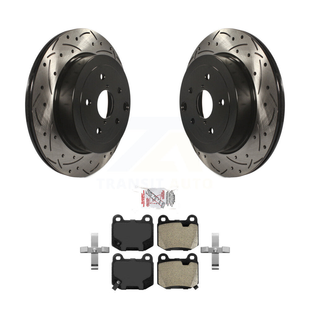 Rotor de frein à fente arrière percé et Kit de plaquettes semi-métalliques pour Subaru Impreza WRX ST