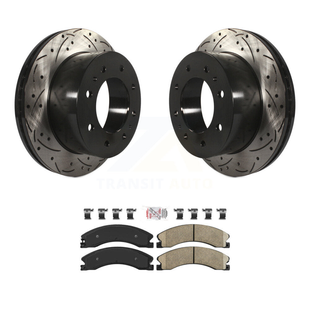 Rotor de frein à fente arrière percé et Kit de plaquettes en céramique pour GMC Chevrolet Sierra 2500 H