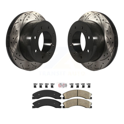 Rotor de frein à fente arrière percé et Kit de plaquettes en céramique pour GMC Chevrolet Sierra 2500 H