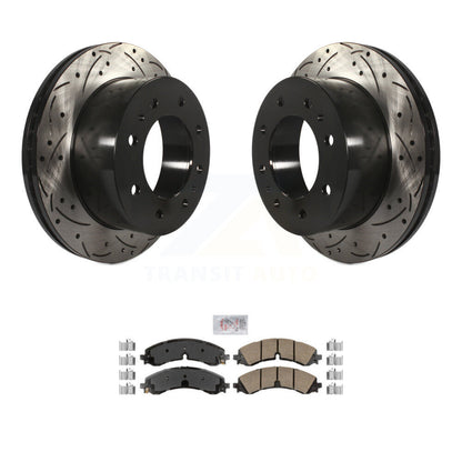 Rotor de frein à fente arrière percé et Kit de plaquettes en céramique pour GMC Chevrolet Sierra 2500 H