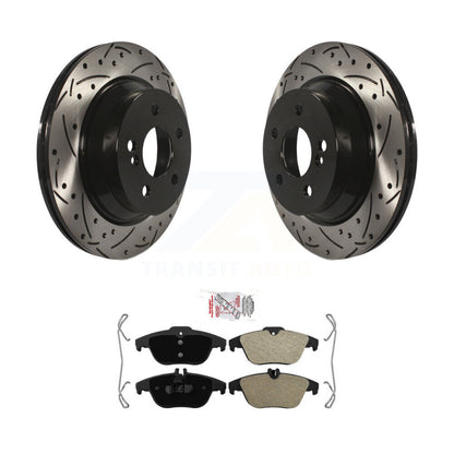 Kit de plaquettes semi-métalliques de rotors de frein à fente de forage arrière pour Mercedes-Benz GLK350 E35