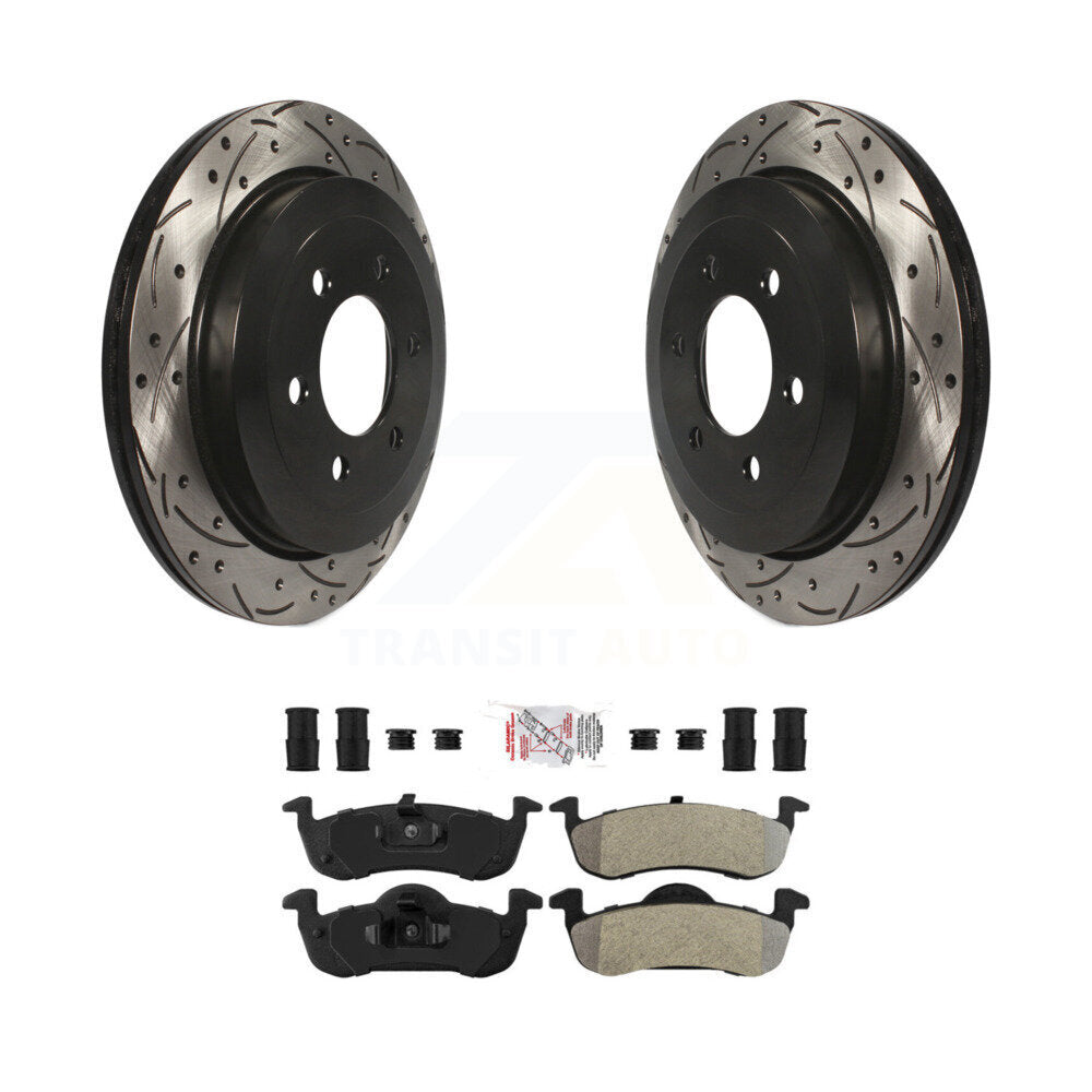 Kit de plaquettes de frein semi-métalliques pour rotors de frein à fente arrière percés pour Ford Expedition Lincol