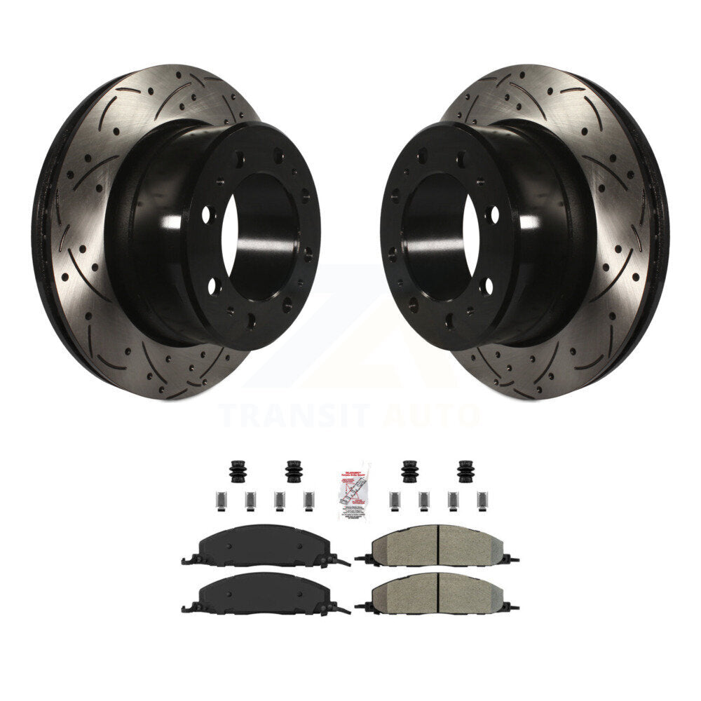 Kit de plaquettes semi-métalliques de Rotor de frein à fente arrière percée pour Ram 3500 2500 1500 Dodge