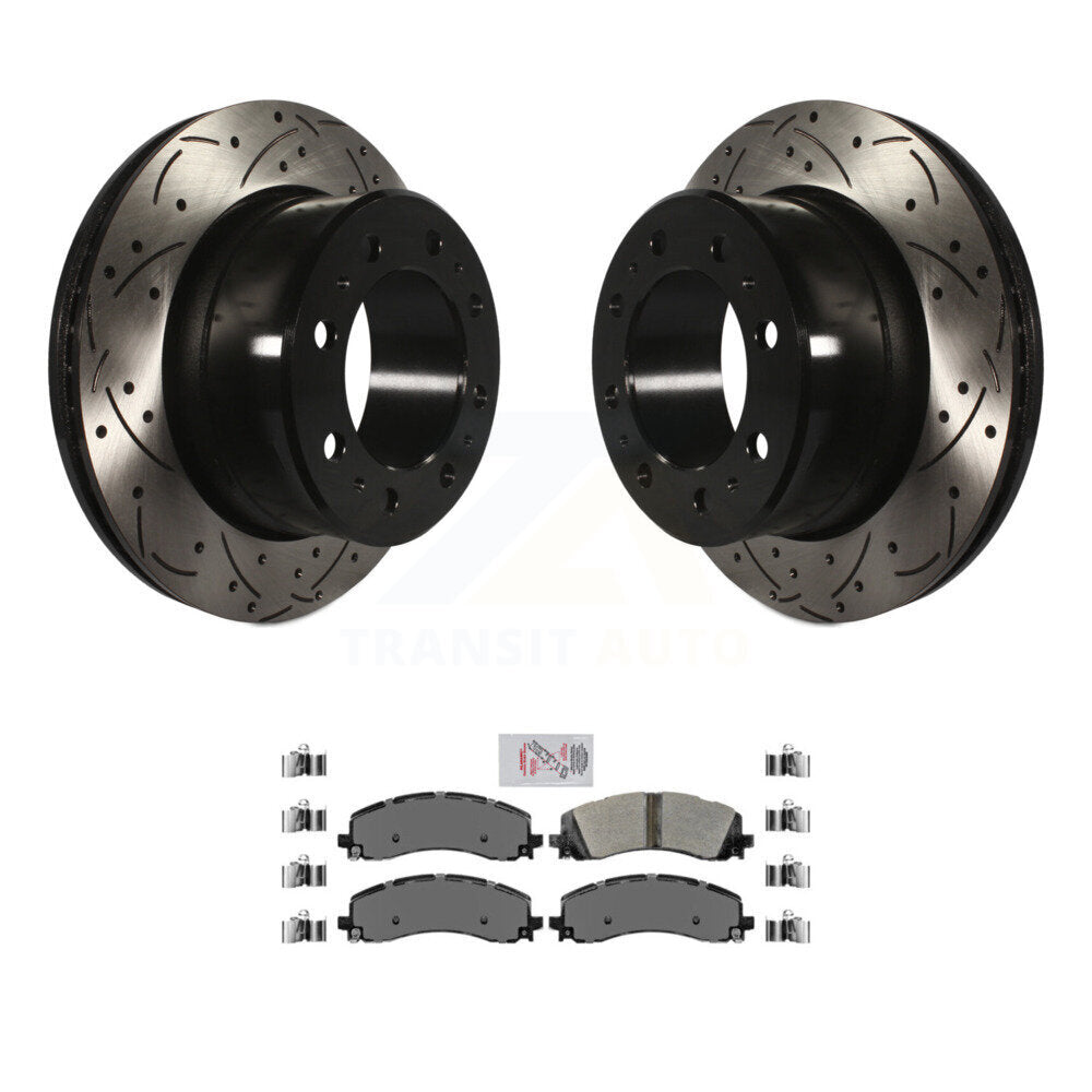 Rotors de frein à disque à fente de perçage arrière, Kit de plaquettes semi-métalliques pour Ram 2500 350