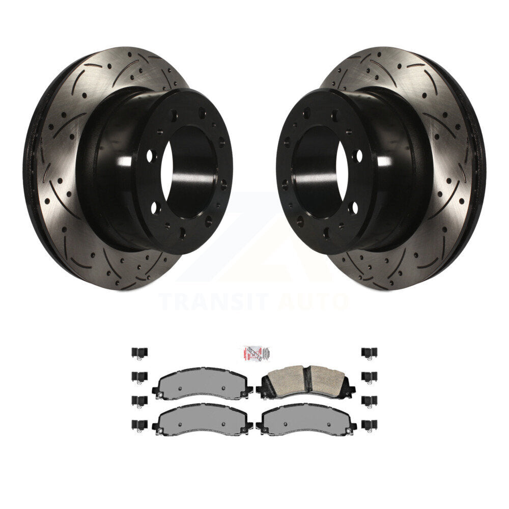 Rotors de frein à disque à fente de perçage arrière, Kit de plaquettes semi-métalliques pour Ram 2500 350