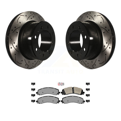 Rotors de frein à disque à fente de perçage arrière, Kit de plaquettes semi-métalliques pour Ram 2500 350