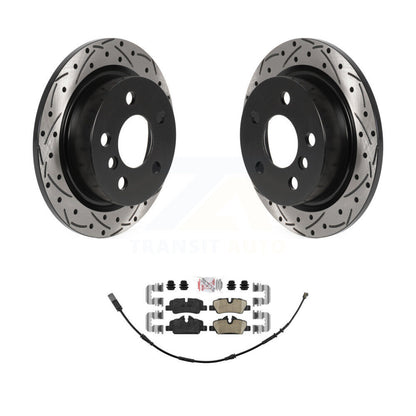 Rotor de frein à disque fendu percé à revêtement arrière et kit de plaquettes en céramique pour Mini Coope