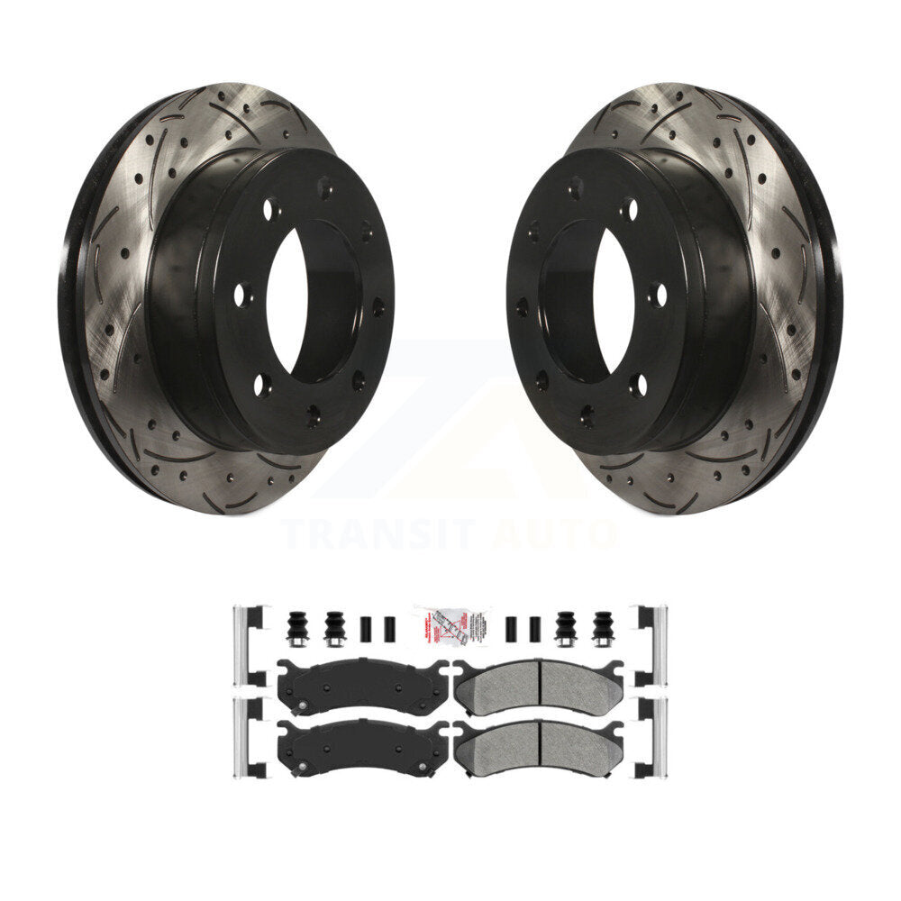 Rotors de frein à fente arrière, Kit de plaquettes semi-métalliques pour Chevrolet GMC Sierra 250