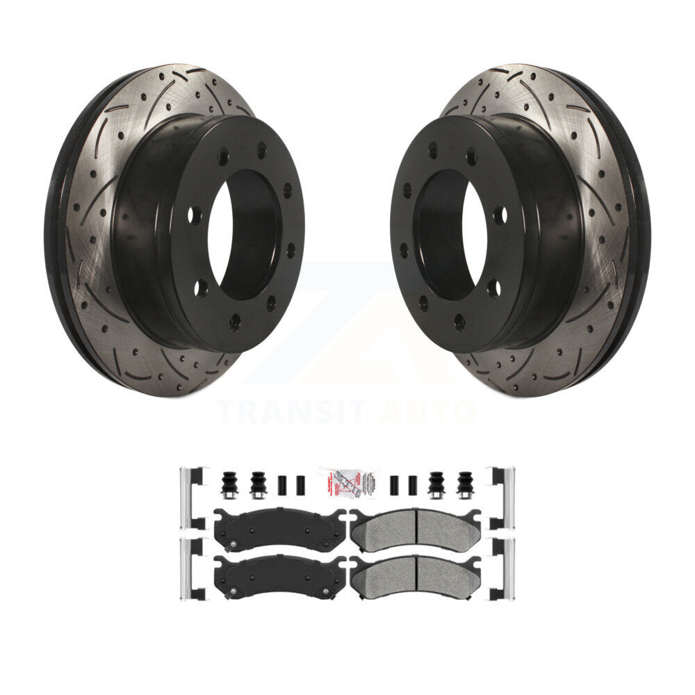 Rotors de frein à fente arrière, Kit de plaquettes semi-métalliques pour Chevrolet GMC Sierra 250