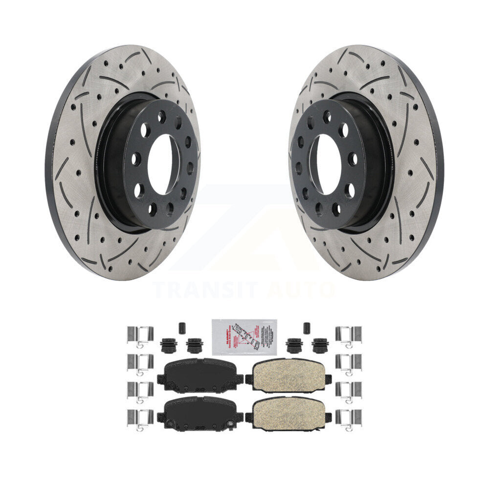 Rotors de frein à disque fendus percés à revêtement arrière et Kit de plaquettes en céramique pour Jeep Compas