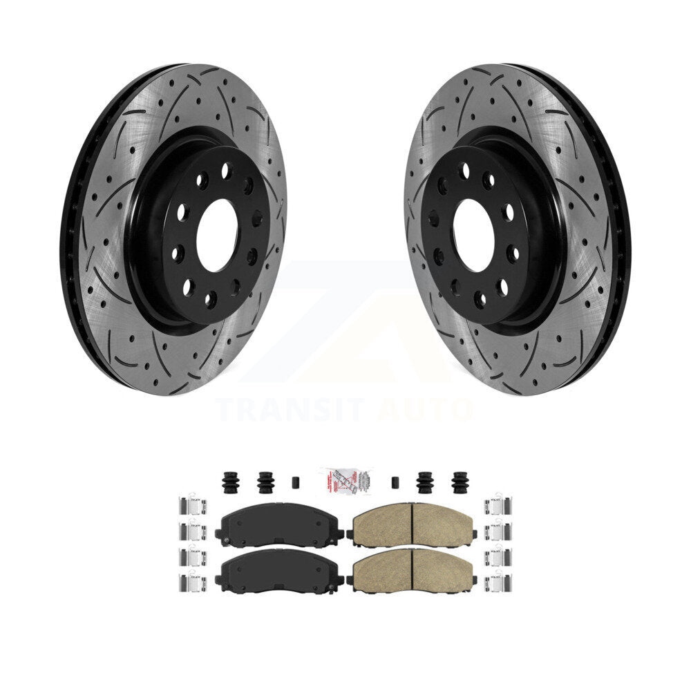 Kit de protection en céramique de rotors de frein à disque fendus percés avant enduits pour Jeep Wrangle