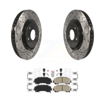 Rotor de frein à disque fendu percé à revêtement avant et Kit de plaquettes en céramique pour Nissan Rogu
