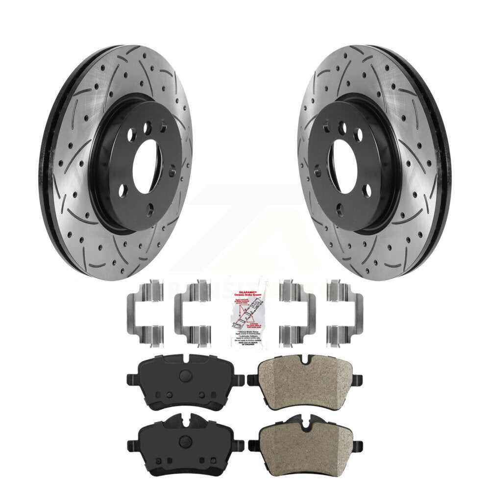 Kit de plaquettes semi-métalliques de Rotor de frein à disque à fente percée à revêtement avant pour Mini Coope