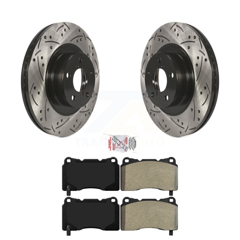 Rotor de frein à disque à fente percée avec revêtement avant et Kit de plaquettes semi-métalliques pour Toyota 8