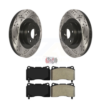 Rotor de frein à disque à fente percée avec revêtement avant et Kit de plaquettes semi-métalliques pour Toyota 8