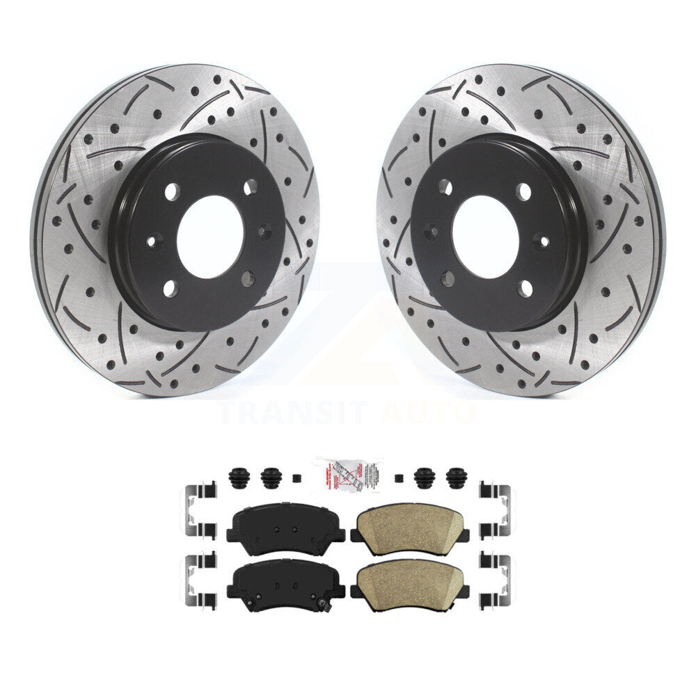 Kit de Rotor de frein à disque et de plaquettes en céramique, fente avant percée, pour Hyundai Accent Kia Ri