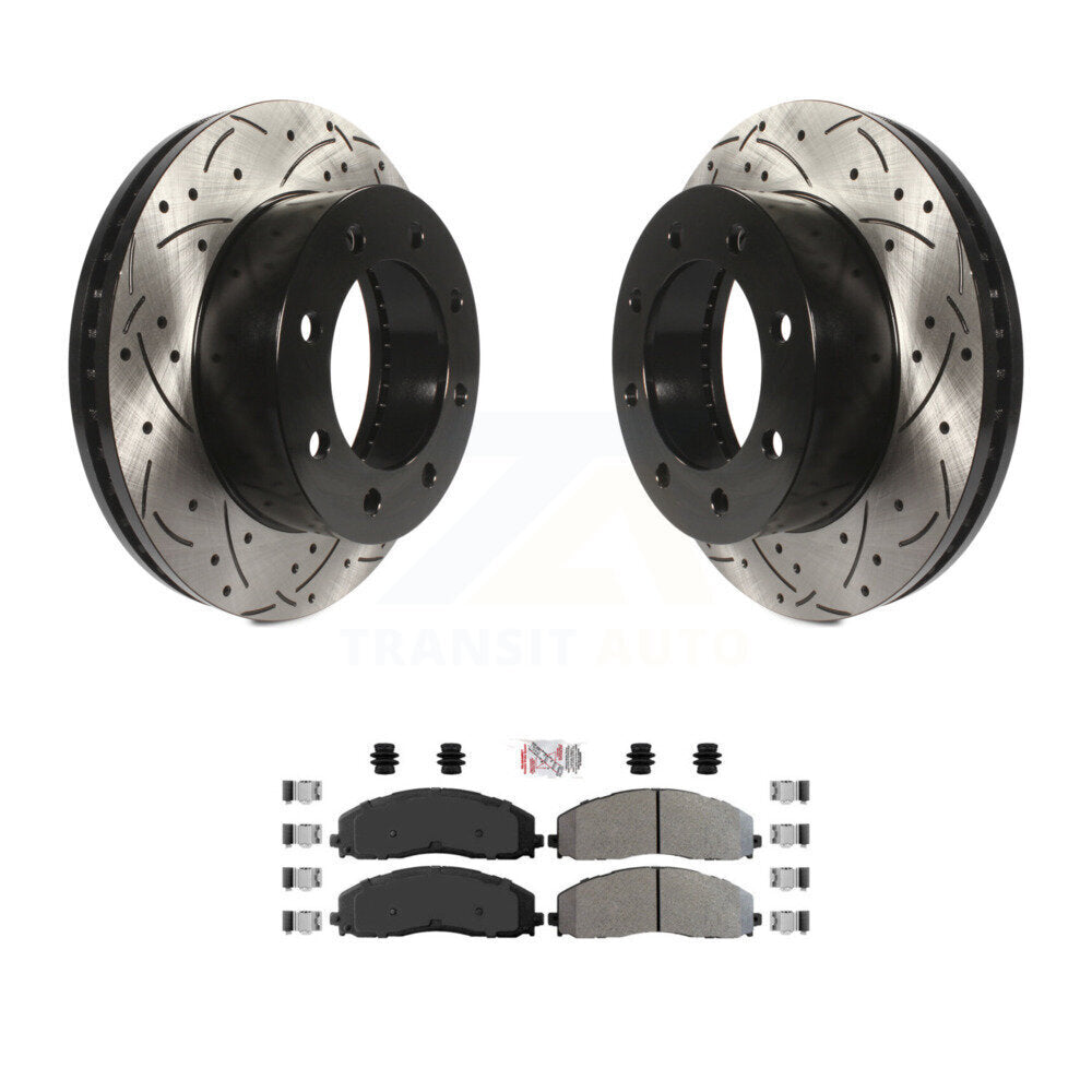 Kit de plaquettes semi-métalliques de Rotor de frein de fente de forage avant pour Ford F-250 Super Duty 4W
