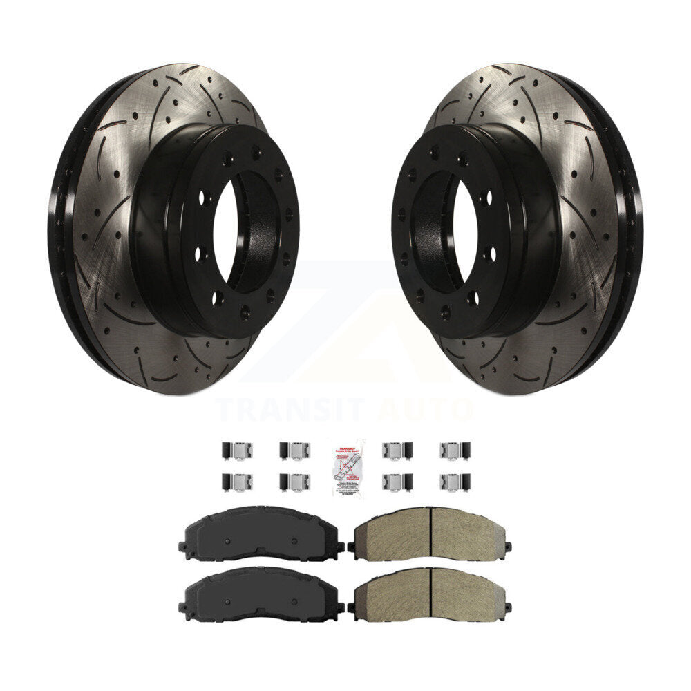 Rotor de frein à fente percée avant et Kit de plaquettes semi-métalliques pour Ford F-350 Super Dut