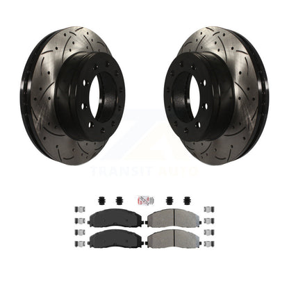 Rotor de frein à fente percée avant et Kit de plaquettes semi-métalliques pour Ford F-350 Super Dut