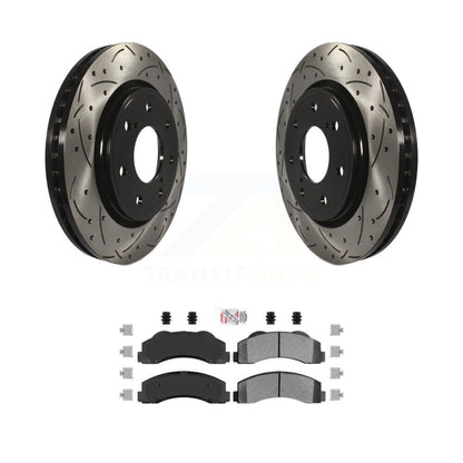 Rotors de frein à disque à fente percée avec revêtement avant, Kit de plaquettes semi-métalliques pour Ford F-15