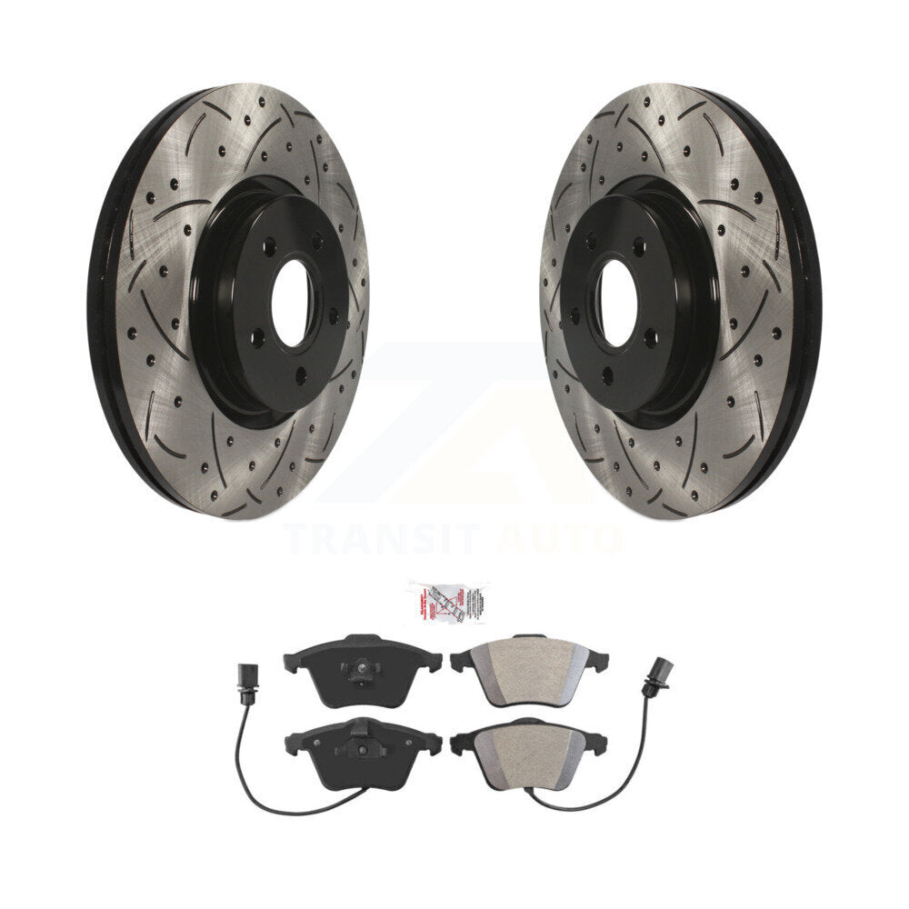 Rotors de frein à disque à fente avant percés, Kit de plaquettes semi-métalliques pour Volvo S40 V50 C7