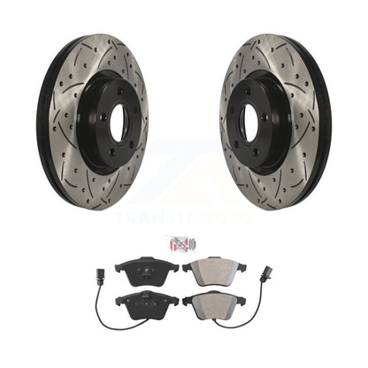 Rotor de frein à disque à fente percée avec revêtement avant et kit de plaquettes semi-métalliques pour Volvo S4
