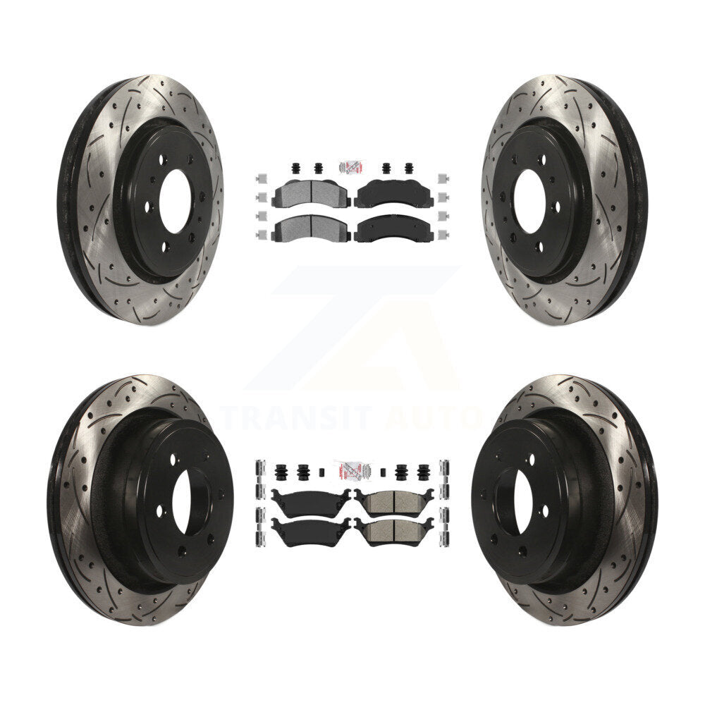 Kit de Rotor de frein à disque de fente de foret de manteau de protection semi-métallique avant et arrière pour Ford F-15