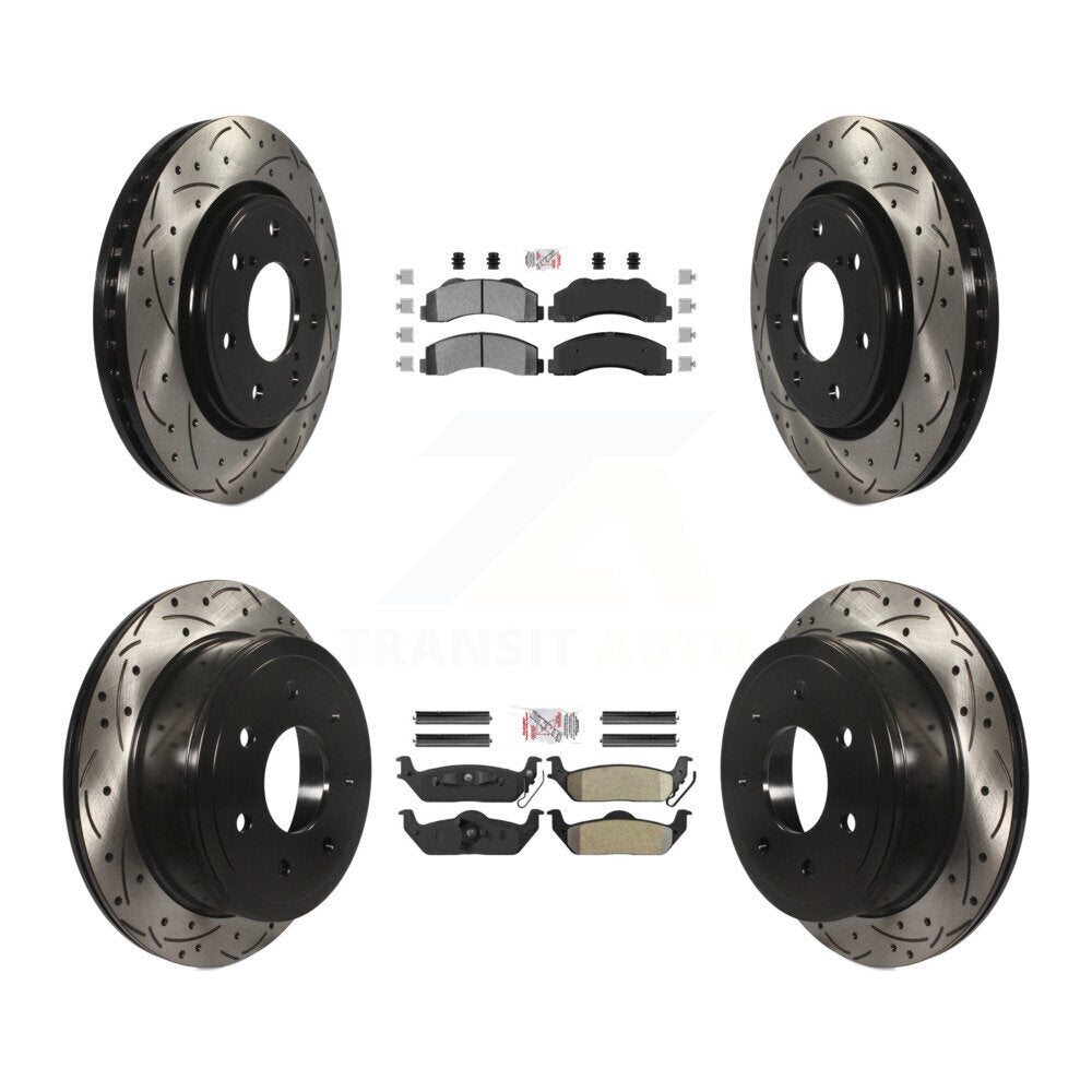 Kit de Rotor de frein à disque de fente de foret de manteau de protection semi-métallique avant et arrière pour Ford F-15