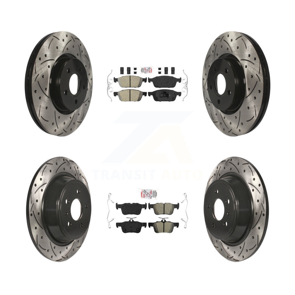 Kit de rotors de frein à fente de forage semi-métallique avant en céramique et arrière pour Ford Escap