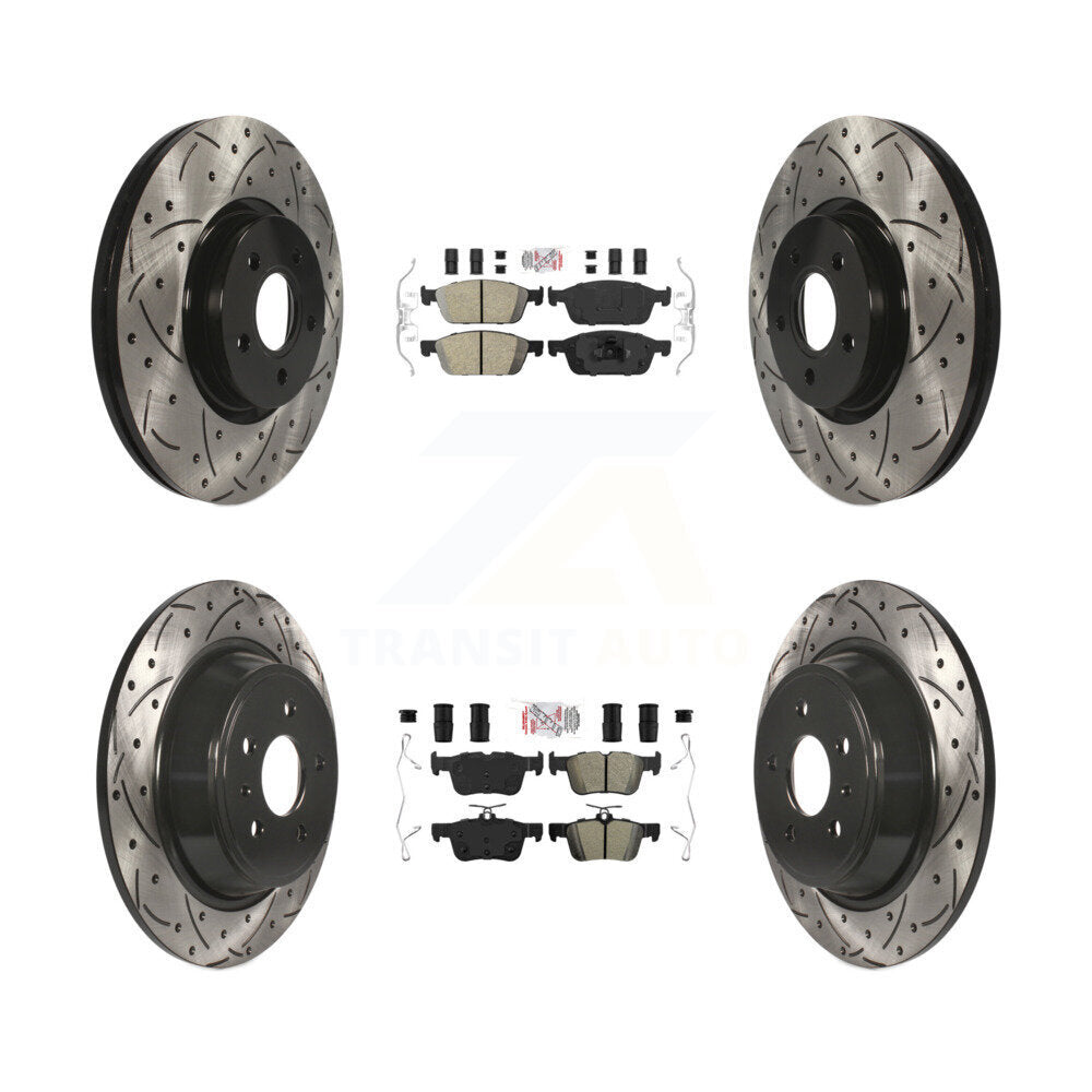 Kit de rotors de frein à fente de forage semi-métallique avant en céramique et arrière pour Ford Escap