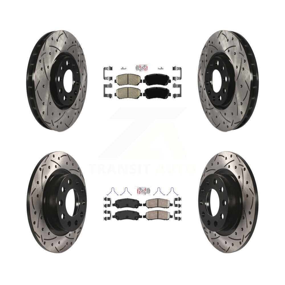 Kit de rotors de frein à disque à fente de forage de tampon en céramique avant et arrière pour Dodge Dar 2013-2016