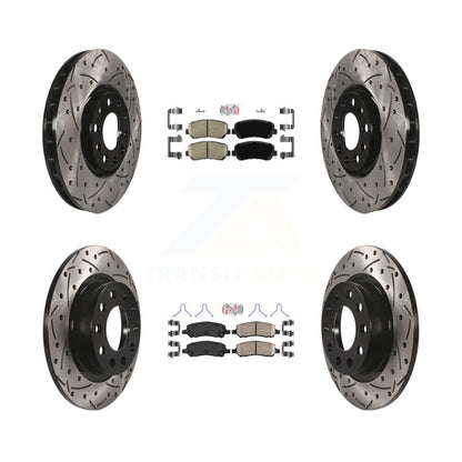 Kit de rotors de frein à disque à fente de forage de tampon en céramique avant et arrière pour Dodge Dar 2013-2016