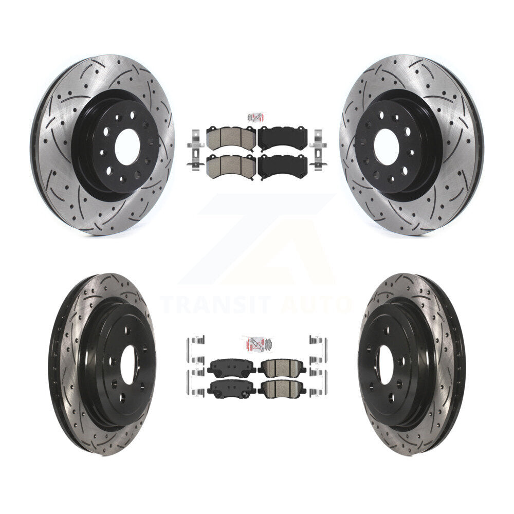 Kit de Rotor de frein à fente de forage en céramique avant semi-métallique arrière pour Cadillac CT