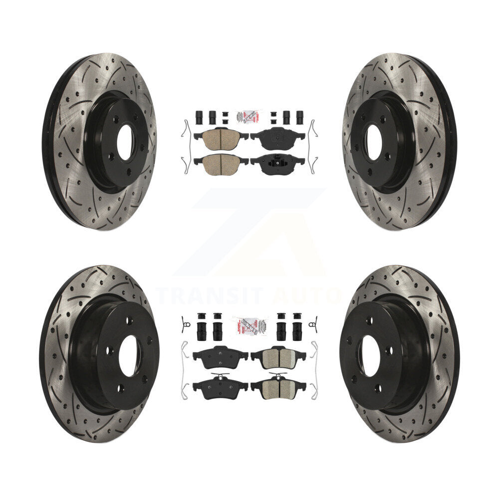 Kit de Rotors de frein à disque de fente de foret de tampon en céramique avant et arrière pour Ford Transit Connect