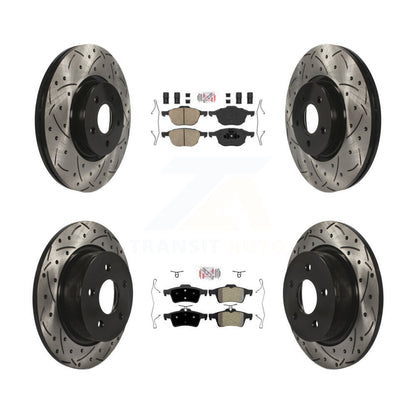 Kit de rotors de frein à disque à fente de perçage avec tampon semi-métallique arrière en céramique avant pour