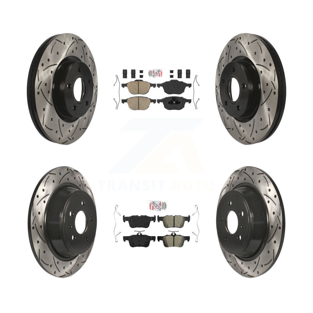Kit de rotors de frein à fente de forage semi-métallique avant en céramique et arrière pour Ford Escap