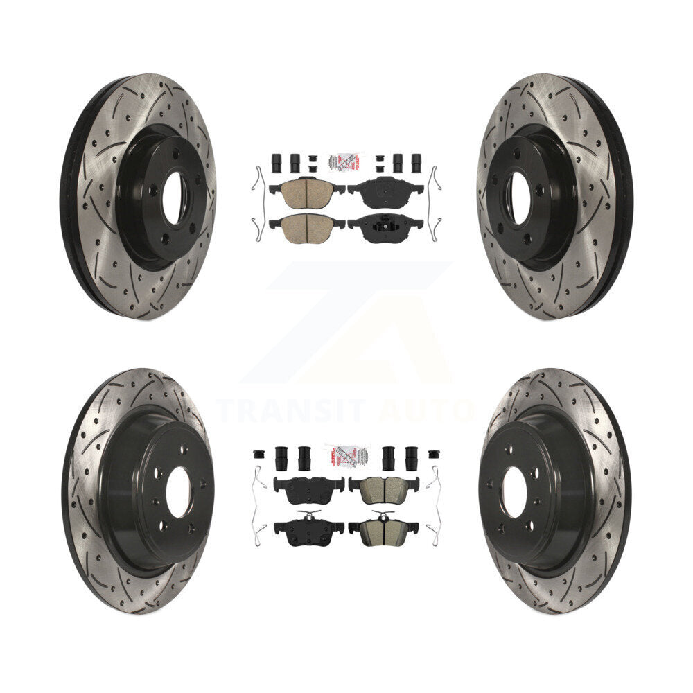 Kit de rotors de frein à fente de forage semi-métallique avant en céramique et arrière pour Ford Escap