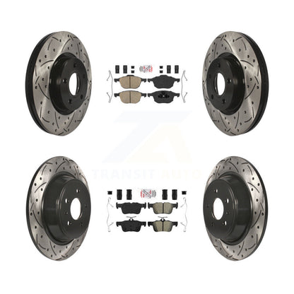 Kit de rotors de frein à fente de forage semi-métallique avant en céramique et arrière pour Ford Escap