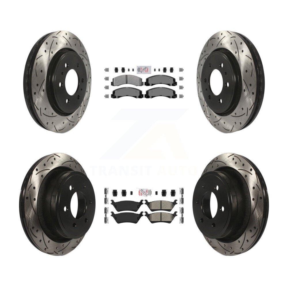 Kit de Rotor de frein à disque de fente de foret de manteau de protection semi-métallique avant et arrière pour Ford F-15