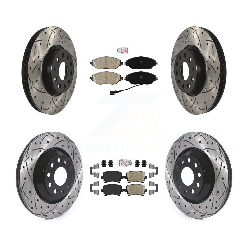 Kit de rotors de frein à fente percés avec tampons en céramique avant et arrière, pour Volkswagen CC 2012 3.6