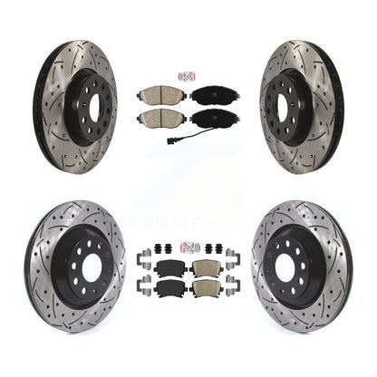 Kit de rotors de frein à fente percés avec tampons en céramique avant et arrière, pour Volkswagen CC 2012 3.6