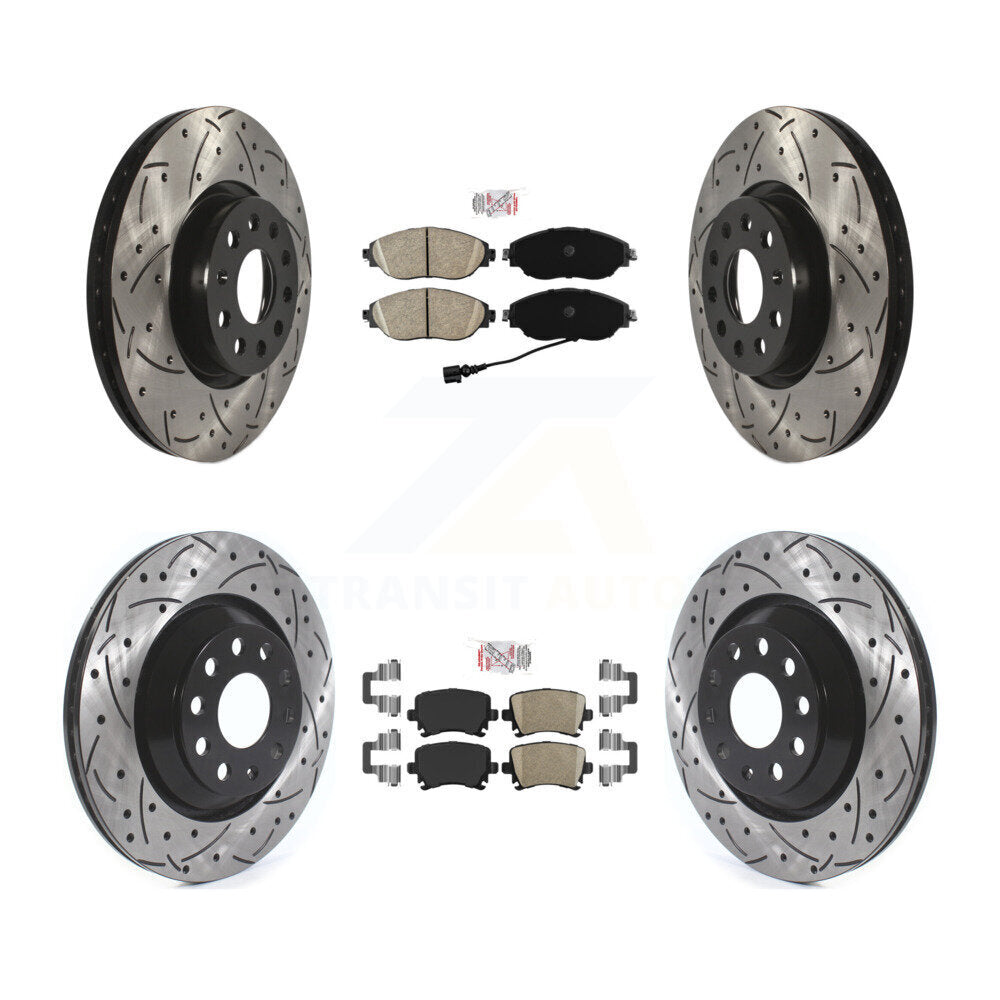 Kit de rotors de frein à fente percés avec tampons en céramique avant et arrière, pour Volkswagen CC 2012 3.6