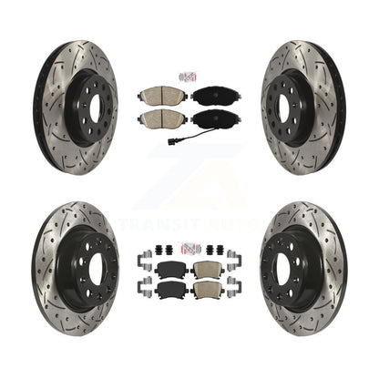 Kit de Rotors de frein à fente de forage de tampon en céramique avant et arrière pour 17 Volkswagen CC 4 Motio