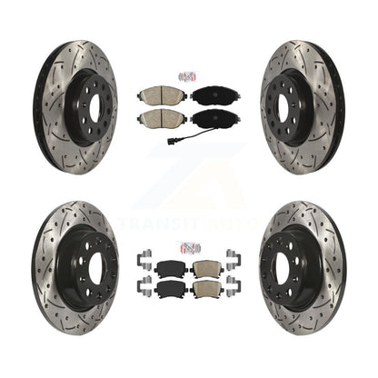 Kit de Rotors de frein à fente de forage de tampon en céramique avant et arrière pour 17 Volkswagen CC 4 Motio
