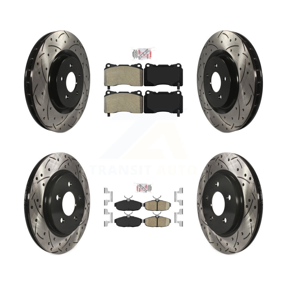 Kit de Rotor de frein à fente de forage en céramique avant semi-métallique arrière pour Ford Mustang
