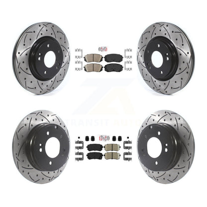 Kit de Rotors de frein à fente de forage de tampon en céramique avant et arrière pour moteur à gaz Hyundai Sonata