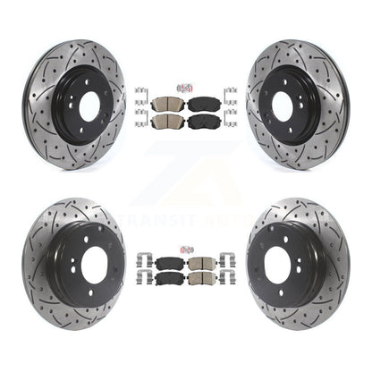 Kit de Rotors de frein à fente de forage de tampon en céramique avant et arrière pour moteur à gaz Hyundai Sonata